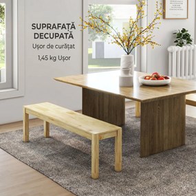 HOMCOM Bancă de Sufragerie din Lemn 150 cm, pentru 3 Persoane, Ideală pentru Bucătărie sau Intrare, Finisaj Natural | Aosom Romania