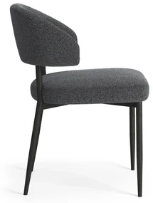 MAZZONI EXPORT IRIS Antracit [Gri închis] (material Monza 130) - SCAUN MODERN TAPIȚAT BOUCLÉ PENTRU SALON/SUFRAGERIE LOFT