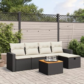 3264829 vidaXL Set mobilier de grădină cu perne, 6 piese, negru, poliratan