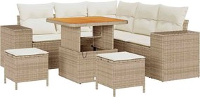 vidaXL Set de canapele pentru grădină cu pernă 8 pcs Bej și crem