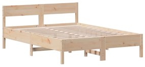 842766 vidaXL Cadru de pat cu tăblie, 140x190 cm, lemn masiv pin