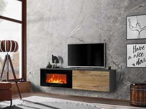 Masă TV Dalton (antracit + stejar flagstaff) (cu șemineu electric). 1097692