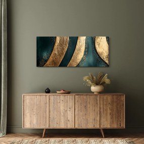 Tablou - Abstracție verde cu auriu I. (120x50 cm)
