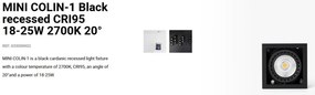 Spot LED incastrabil MINI COLIN-1 Black recessed CRI95 18-25W 2700K 20°
