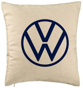 Perna Decorativa, Model Volkswagen, 40x40 cm, Bej, Husa Detasabila, Burduf