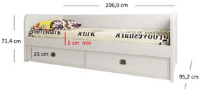 Pat de o persoană 90 cm Marlene 2S (Pin vintage) (cu somieră). 1053037