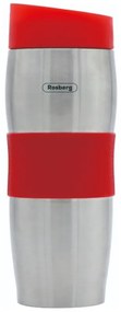 Cana termos Rosberg R52011C, 380 ml, Pereti dubli, Ergonomic, Otel inoxidabil, Rosu/Argintiu