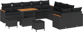 vidaXL Set de canapele pentru grădină 13 pcs Negru poliratan