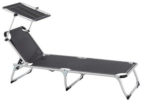 Șezlong de grădină, pliabil, baldachin, antracit 187 cm