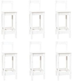 Set mobilier de bar, 7 piese, alb, lemn masiv de pin