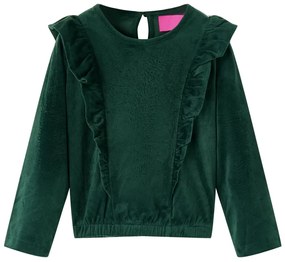 Bluză pentru copii cu volane verde închis 104