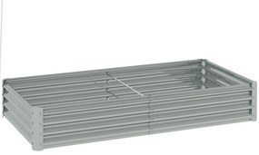 Outsunny Pat de grădină rectangular, pat de grădină ridicat din oțel galvanizat, fund deschis, 180 x 90 x 30 cm, argintiu | Aosom Romania