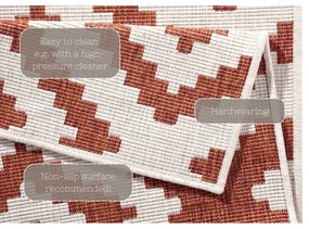 Covor reversibil adecvat pentru interior și exterior roșu-crem 80 x 345 cm Malta - NORTHRUGS