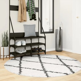 vidaXL Covor pufos &quot;PAMPLONA&quot; fire înalte negru/crem modern Ø 160 cm