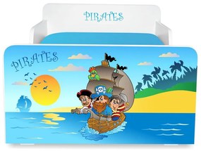 Pat copii Pirati 2-12 ani cu sertar si saltea inclusa