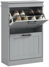 HOMCOM Mobilier pentru depozitare a pantofilor, 2 uși rabatabile, rafturi reglabile, pentru intrare, coridor, 54 x 24 x 82,5 cm, gri | Aosom Romania