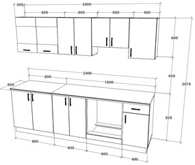 Set haaus V15, Stejar Bronz/Alb, Blat Thermo 28 mm, L 240 cm
