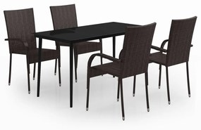 3099403 vidaXL Set de servit masa pentru grădină, 5 piese, maro și negru