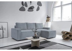 Colțar gri deschis extensibil cu tapițerie din catifea reiată (cu colț variabil) Brave Dave – Miuform