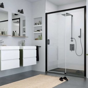 Usa de nisa culisanta Roth Cariba 150 cm sticla 6 mm negru dreapta