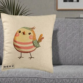 Perna Decorativa Pui Kawaii Pastel Dungat, 40x40 cm, Bej, Husa Detasabila, Perna Inclusa, BEKZ®
