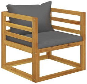 Set mobilier de gradina cu perne, 10 piese, lemn masiv acacia Morke gra, 5x colt + 3x mijloc + suport pentru picioare + masa, 1