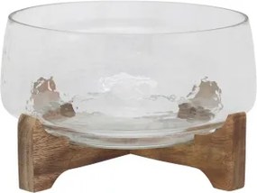 Platou pentru servire cu bază din lemn de mango și capac din sticlă, H16,5/D24,5 cm