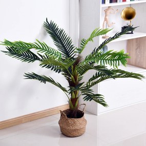 Outsunny Planta Artificiala Palmier Cycas Inaltime 123cm, Planta Artificiala cu Ghiveci Inclus, Decoratiune pentru Casa si Gradina | Aosom Romania