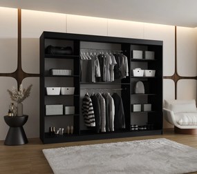 Dulap de haine 250 cm Boomer 2 (Negru) (cu iluminat). 1126270