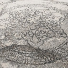 Covor rotund gri cu mandala Lăţime: 200 cm | Lungime: 200 cm