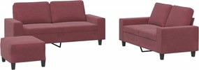 vidaXL Set de canapea, 3 piese, roșu vin, material textil