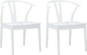 vidaXL Scaun de sufragerie 2 pcs Alb și Alb Lemn Solid de Cauciuc