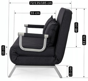 JAKS Fotoliu extensibil Bart 2 negru
