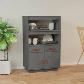 vidaXL Dulap înalt, gri, 67x40x108,5 cm, lemn masiv de pin