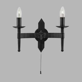 Aplica de perete stil rustic Cartwheel 2422-2BK SRT