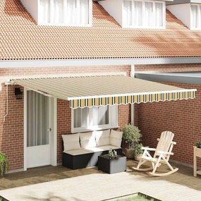 vidaXL Marchiză manuală retractabilă verde și galben 400x350 cm