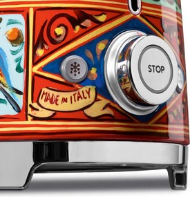 Prajitor de paine SMEG Dolce & Gabbana Sicily is my Love! TSF01DGEU, 950 W, 2 felii, 6 trepte, Tava pentru firimituri, Cablu integrat, Otel inoxidabil, Multicolor
