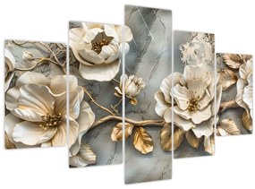 Tablou - Marmură de fundal cu flori (150x105 cm)