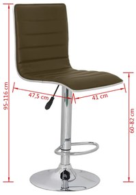 Scaune de bar, 2 buc., maro, piele ecologica 2, Maro