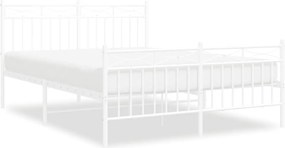 vidaXL Cadru de pat metalic cu tăblie, alb, 135x190 cm