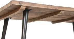 Masă de dining din lemn reciclat cu picioare din metal negru, 180×90×76 cm, „Loft"