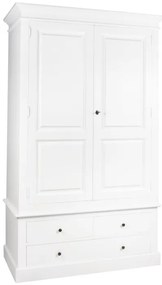 Dulap alb din lemn masiv de pin, 3 sertare, aspect vintage, Oslo