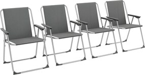 Outsunny Lot de 4 scaune pliante de gradina camping plaja cu suporturi pentru brate, tesatura Oxford, gri | Aosom Romania