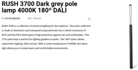 Stalp LED iluminat exterior simetric 180º IP65 RUSH 370cm 4000K DALI
