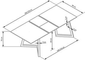 Set masa extensibila Tiziano + 4 scaune K430 gri