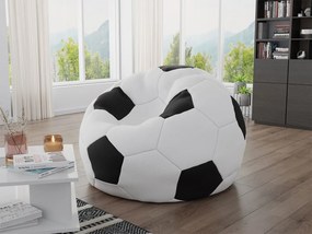 Fotoliu puf Hannela 500L (Alb piele ecologică + Negru piele ecologică). 1053995