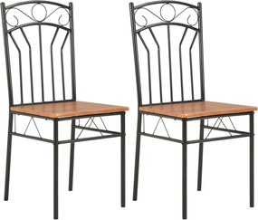 vidaXL Scaune de bucătărie, 2 buc., maro, MDF