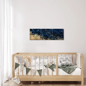 Tablou - Marmură albastru închis (cu ceas) (90x30 cm)