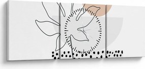 Tablou - Linie de artă flori N⁰3 (cu ceas) (90x30 cm)