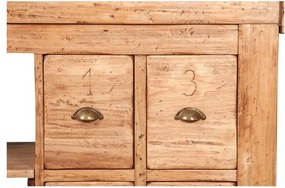 Banc de tamplar, L184 74 H92 cm, 4 sertare, natur antic, lemn masiv